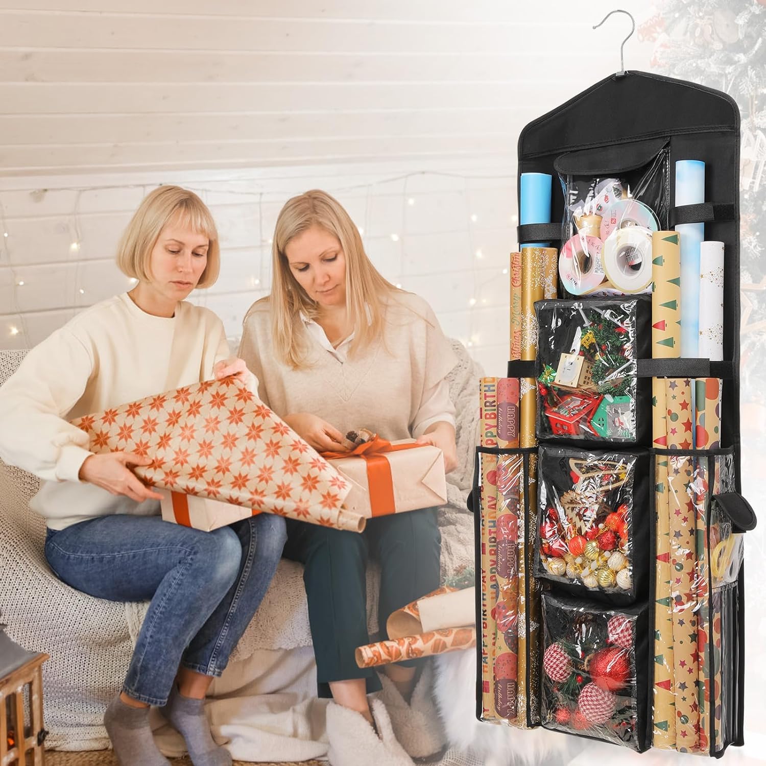 EXLIFBAG Wrapping Paper Storage. Gift Wrap Organizer Holder Double-Sided Hanging Gift Bag Storage Organizer - Image 6