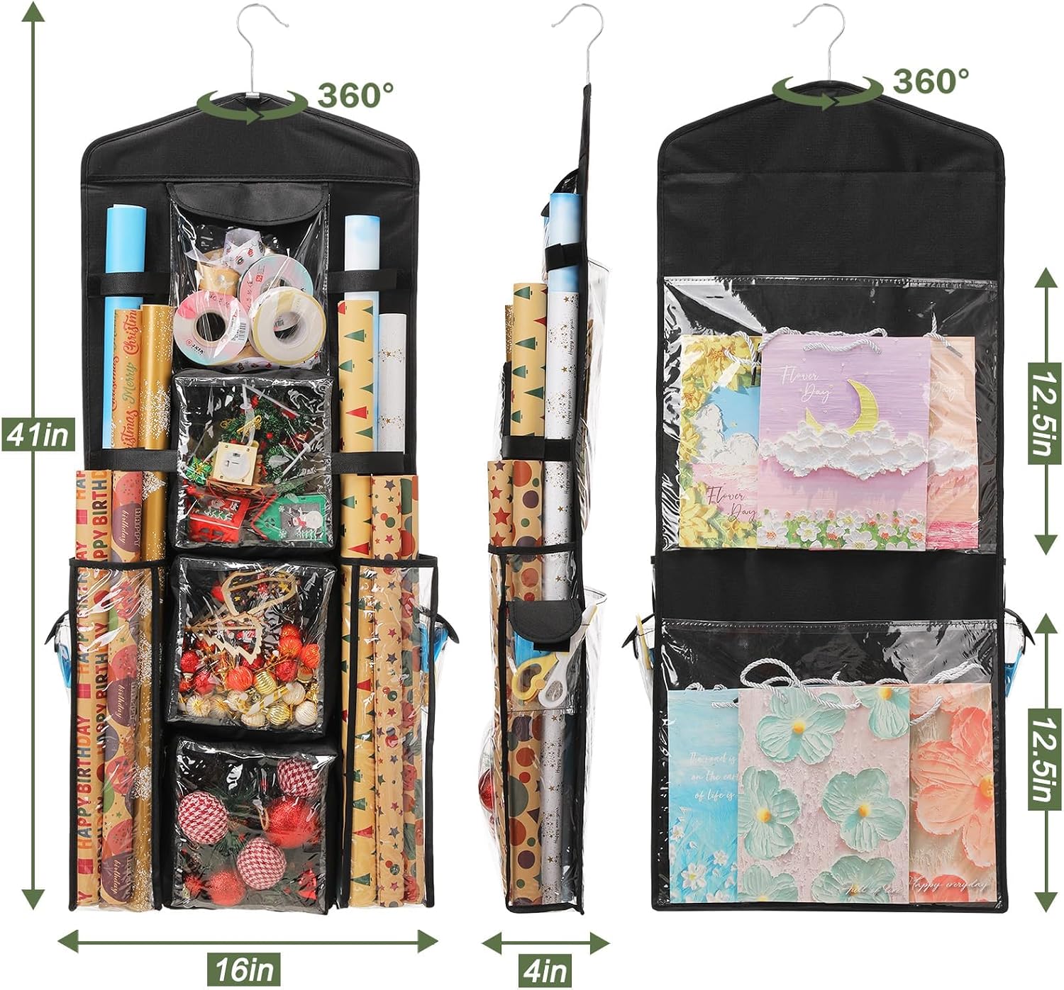 EXLIFBAG Wrapping Paper Storage. Gift Wrap Organizer Holder Double-Sided Hanging Gift Bag Storage Organizer - Image 7